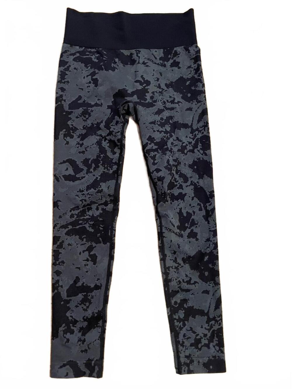 AnyBody L Black Gray Marble Jacquard High Rise Leggings Athleisure Fitnesscore